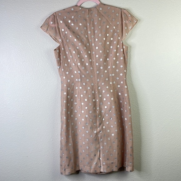 Andrew mark light peach nude with silver polkadot ruffles dress size 7 - Picture 2 of 6